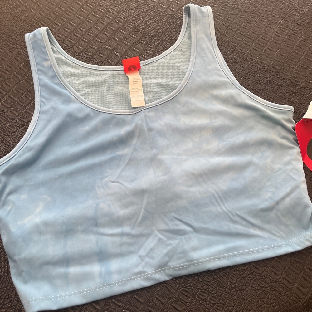 Live Electric TYE DYE Baby Blue Crop Tank Top  Bra size XL